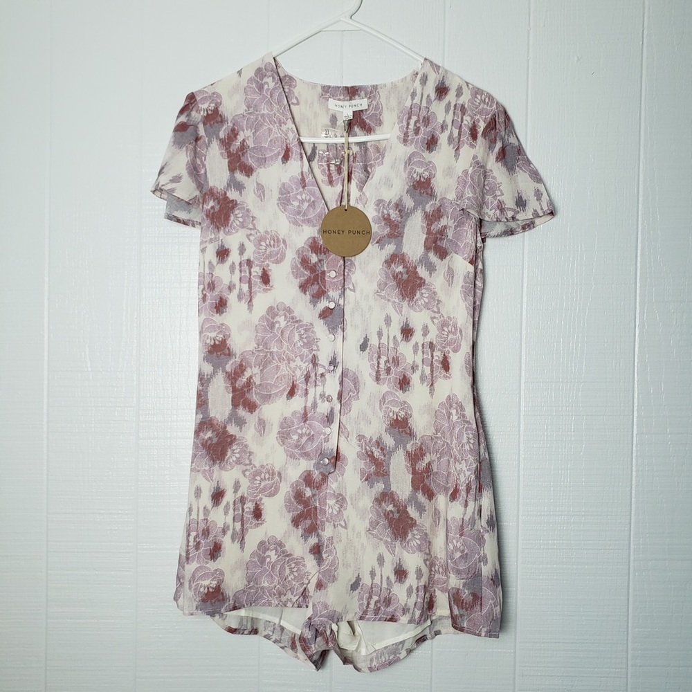 Honey Punch Floral Button Down Romper